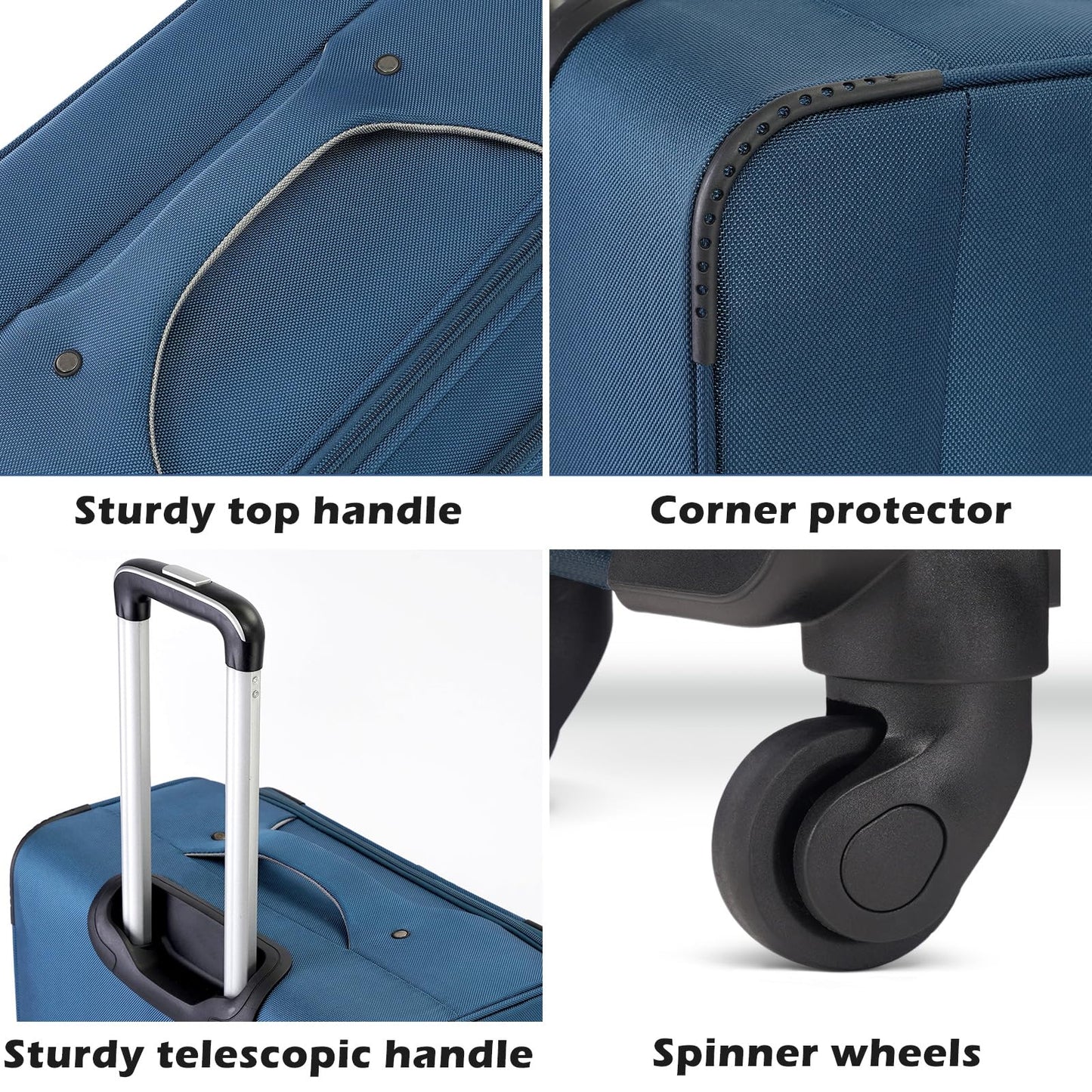 Coolife 4-Piece Softshell Spinner Luggage Set