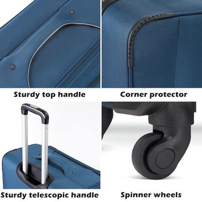 Coolife 4-Piece Softshell Spinner Luggage Set
