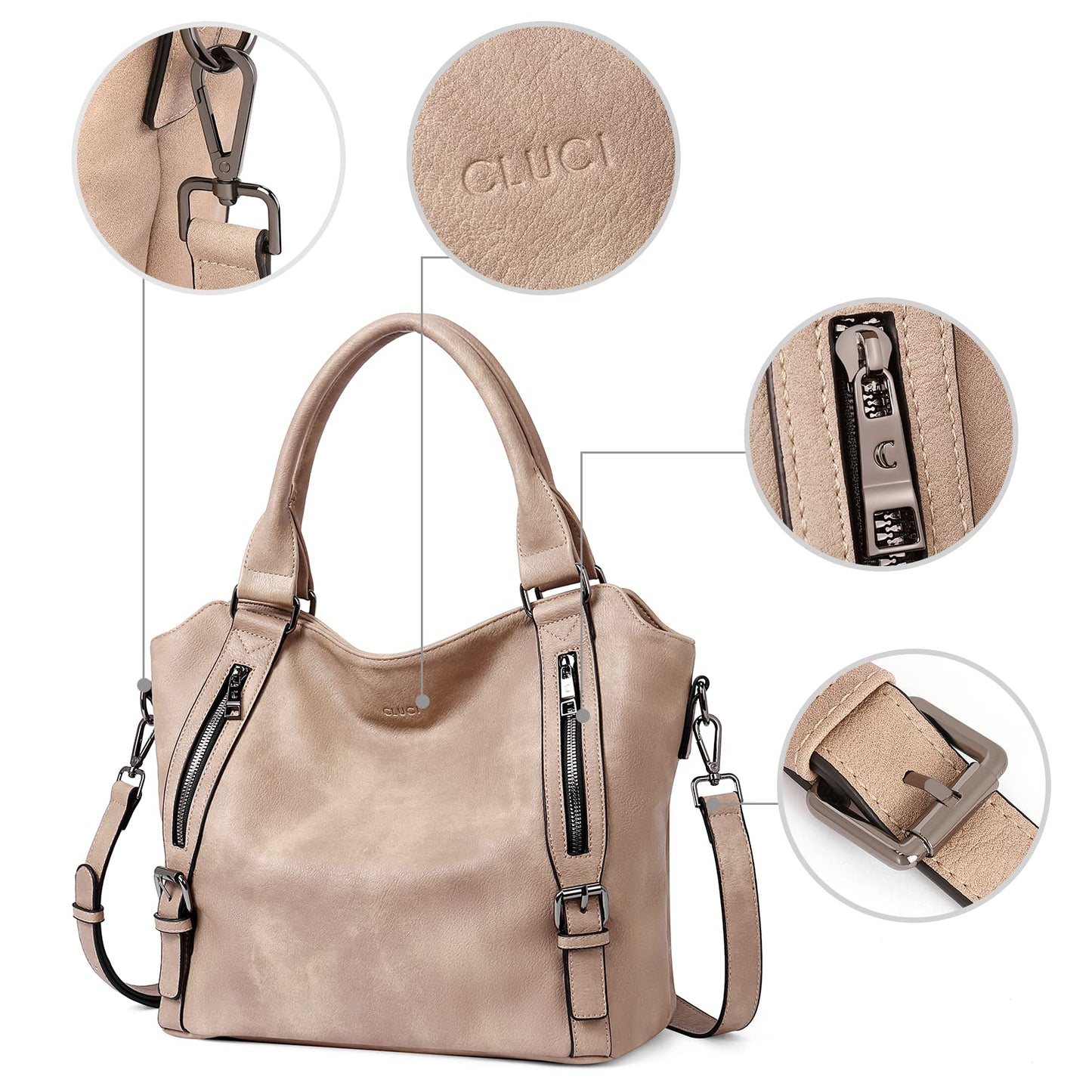 CLUCI Eco Luxe Vegan Leather Tote Bag