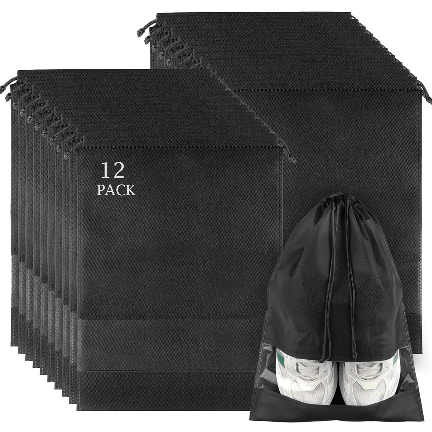 Clear View Travel Shoe Bags - 12 Pack
