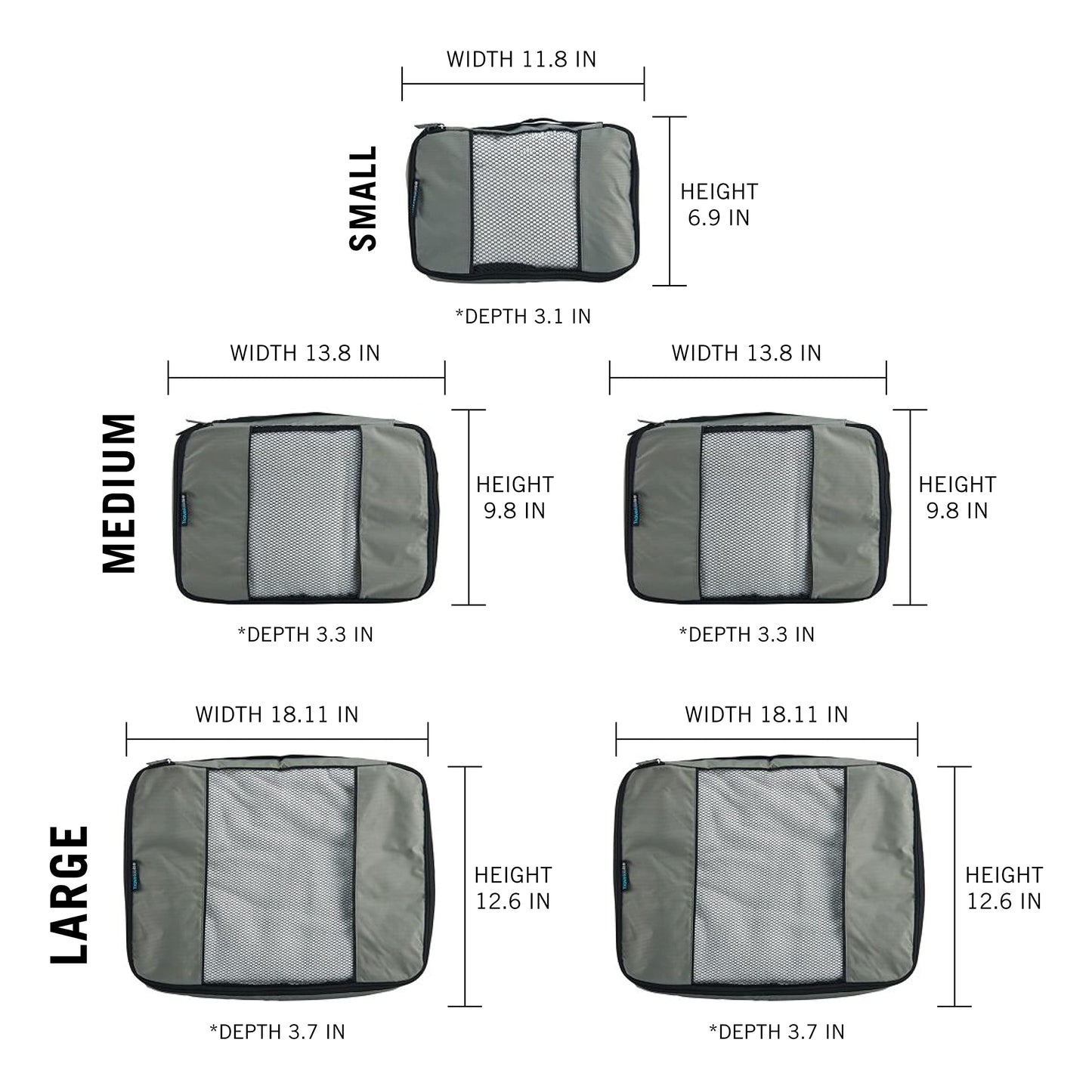 TravelWise Weekender Packing Cube Set - Silver 5-Piece