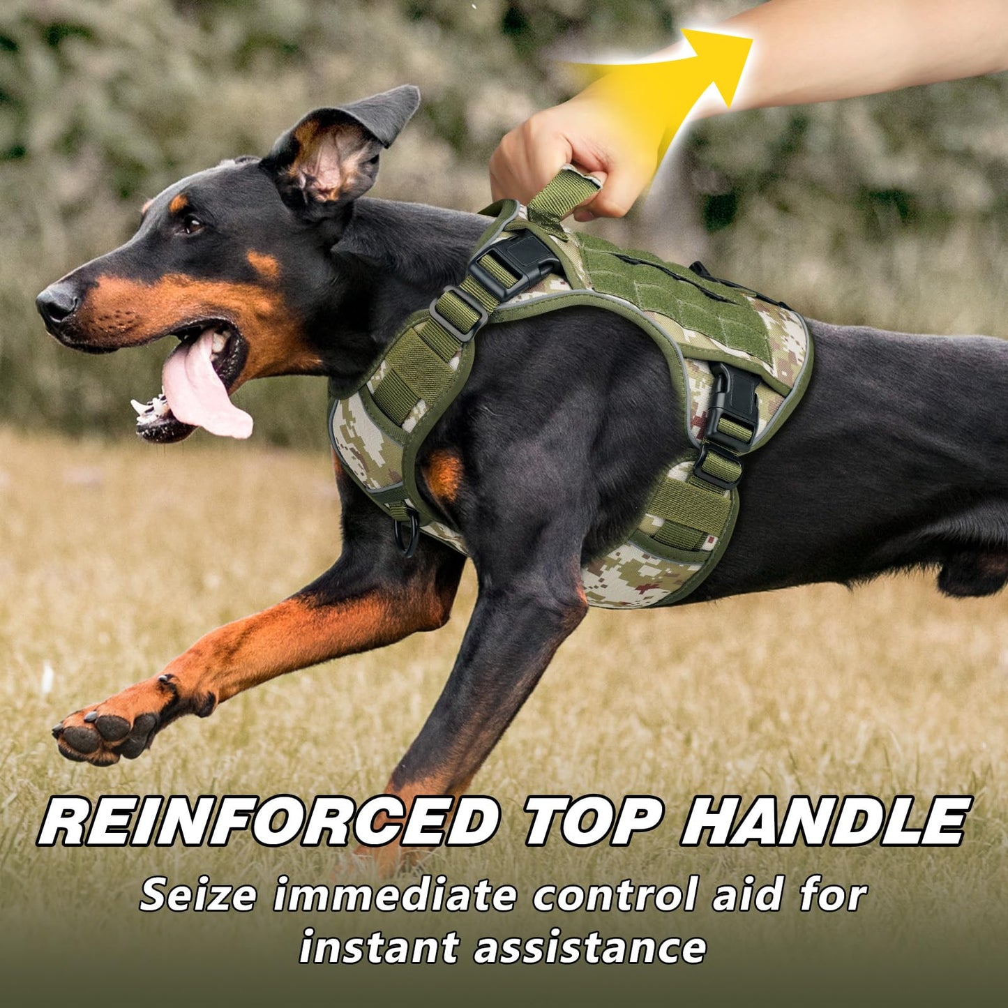 GuardianGrip Tactical Dog Vest - Large, Reflective, Green