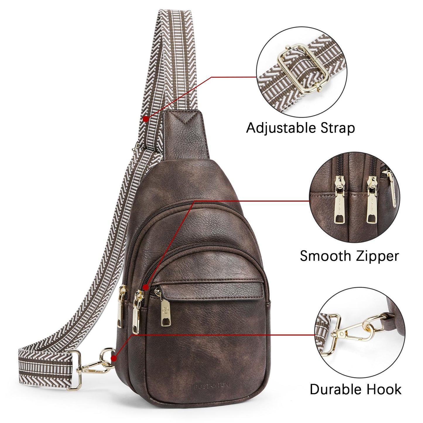 BOSTANTEN Chic Leather Crossbody Sling Bag