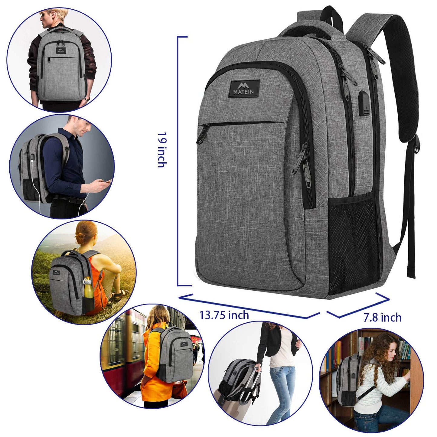 MATEIN SleekGuard Laptop Backpack with USB Port