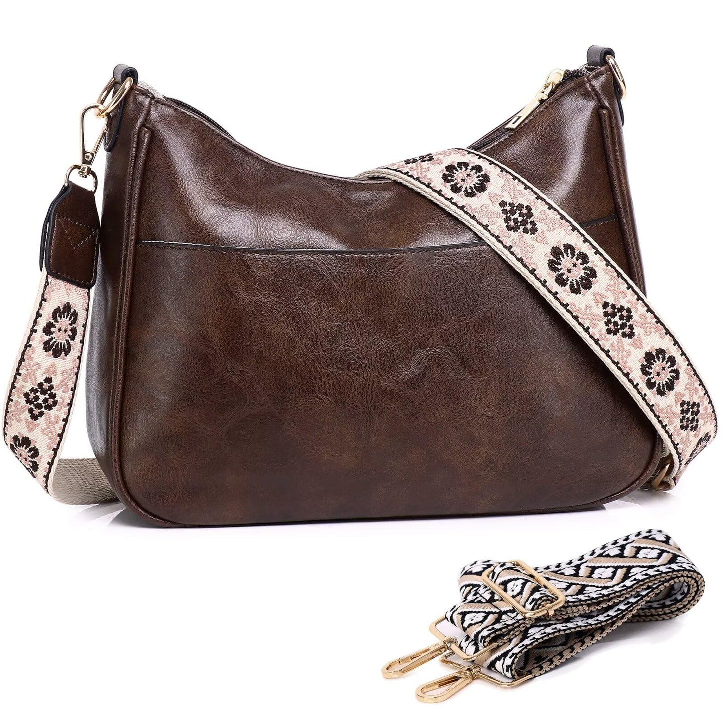 AUYOCO Chic Vegan Leather Crossbody Bag with Strap