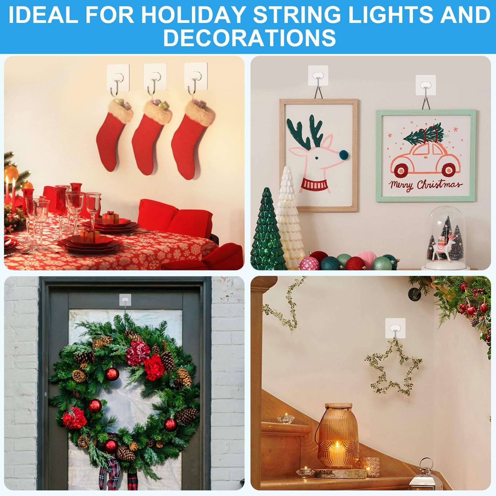 Heavy Duty Transparent Wall Hooks - 8 Pack