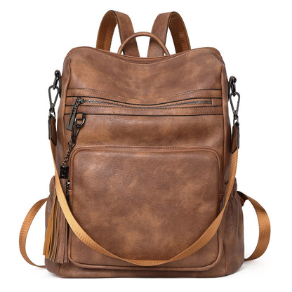 DUO-TONE Luxe Women's Leather Travel Backpack