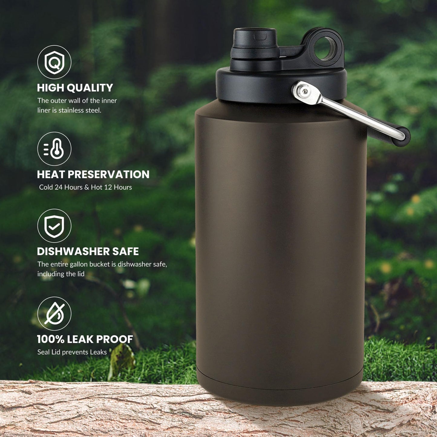 HydraGuard 128oz: Dual-Vacuum Stainless Water Jug