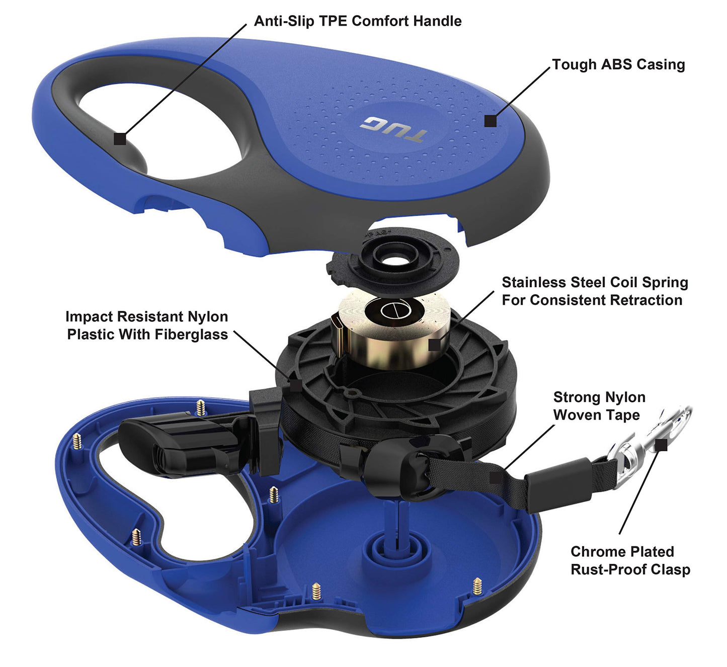 SpinFree 360° Dog Leash - Large, White, 16ft Nylon