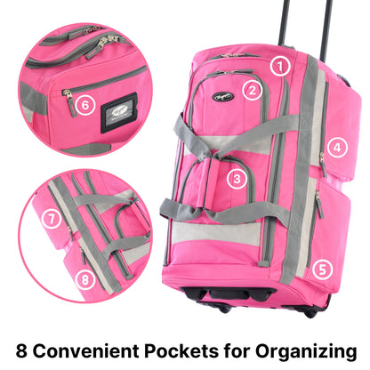 Olympia 22 Max Wheeled Duffel: 8-Pocket Water-Resist