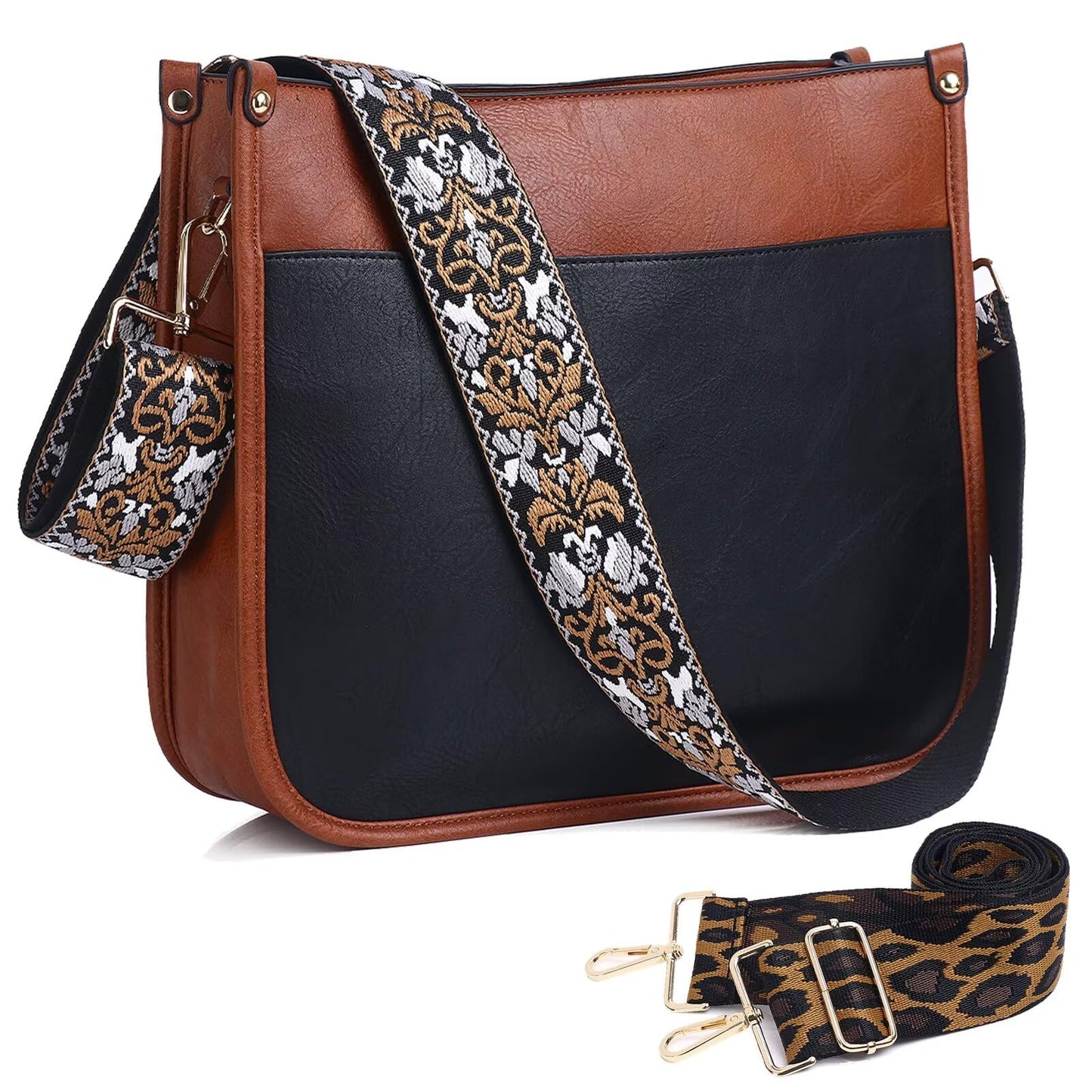 AUYOCO Chic Vegan Leather Crossbody Bag with Strap