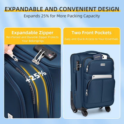 LARVENDER Expandable 5-Piece Spinner Luggage Set