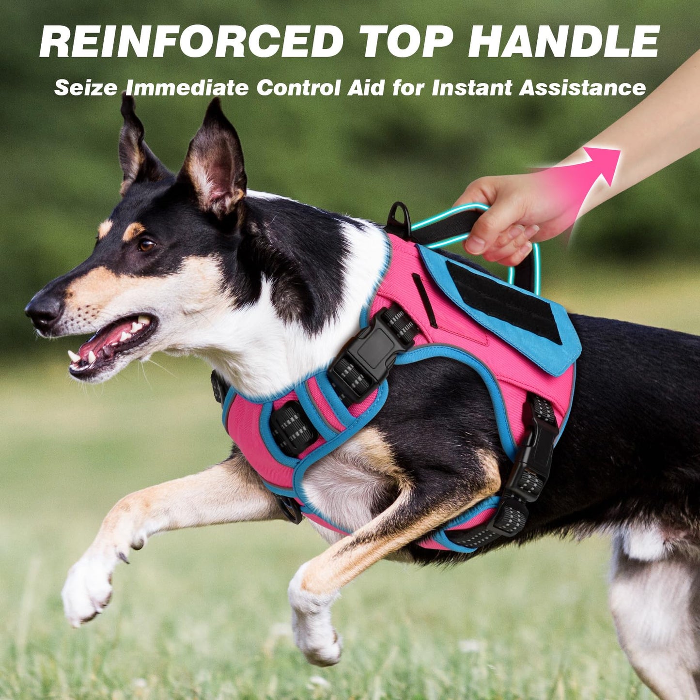 GuardianGrip Tactical Dog Vest - Large, Reflective, Green