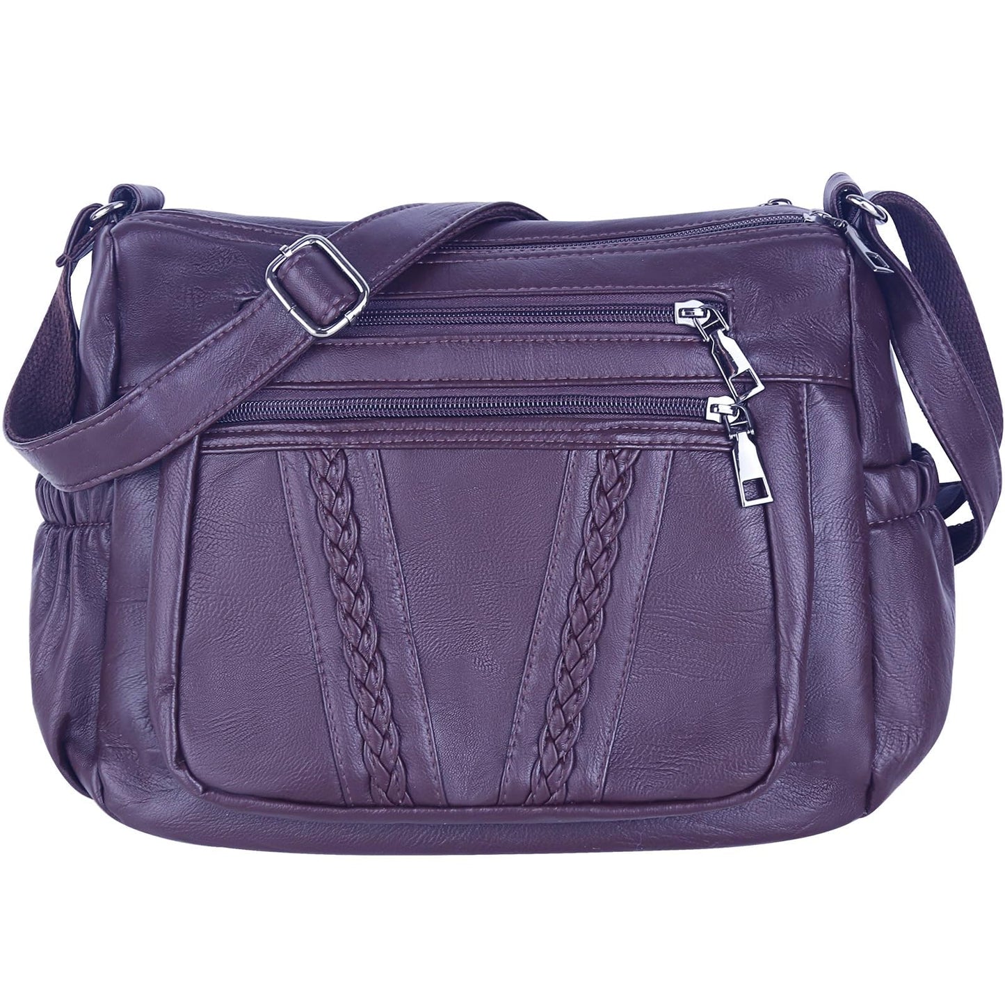 ELDA Chic Crossbody: Soft PU Leather Multi-Pocket Bag