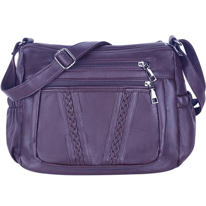 ELDA Chic Crossbody: Soft PU Leather Multi-Pocket Bag
