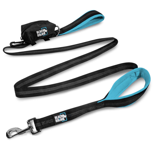 RhinoGrip Aqua: Double Handle Reflective Dog Leash