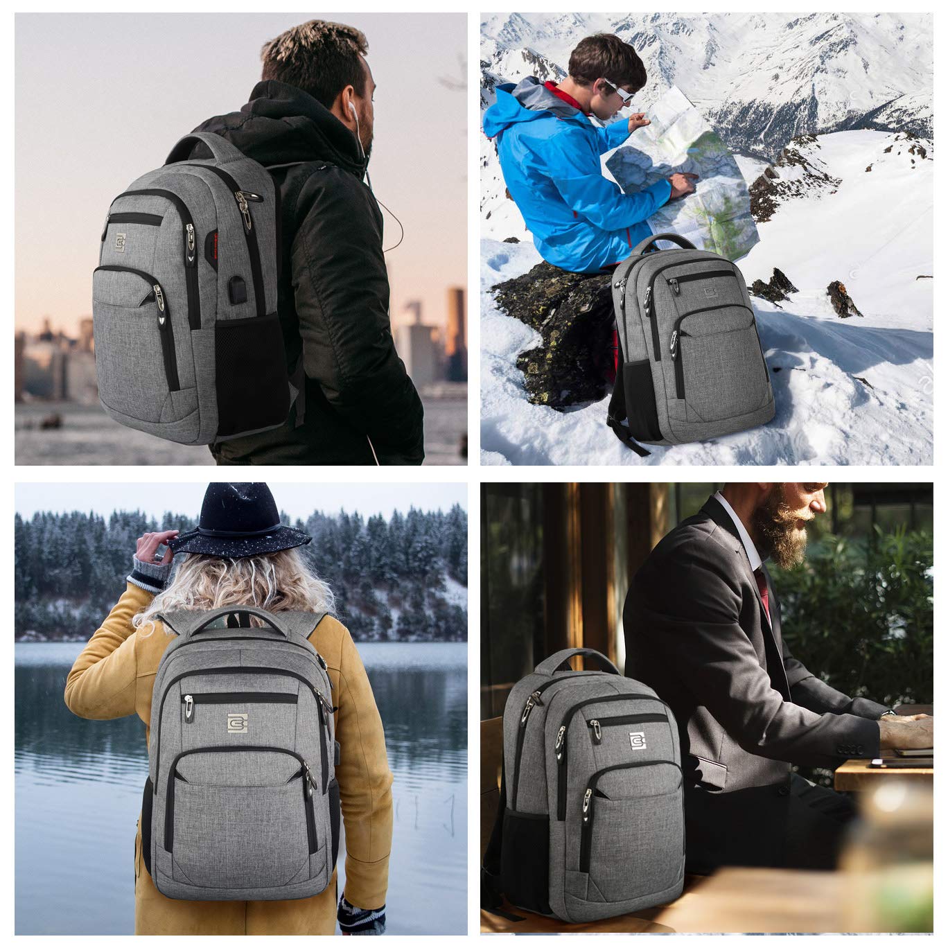 SecureSlim Laptop Backpack with USB & Water Resistance