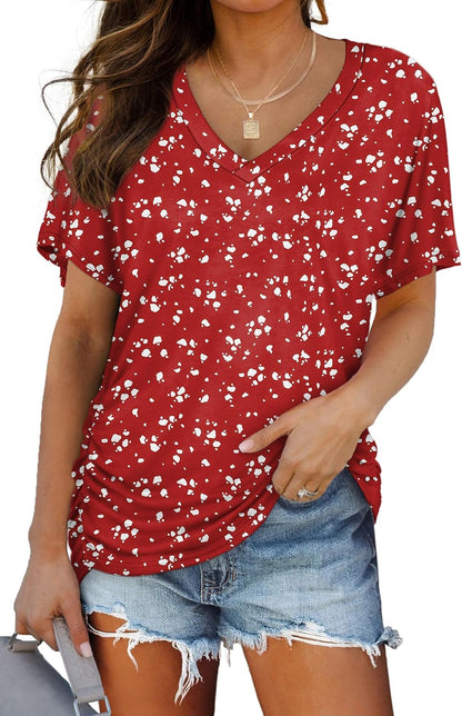 WIHOLL V-Neck Dolman Top with Side Shirring