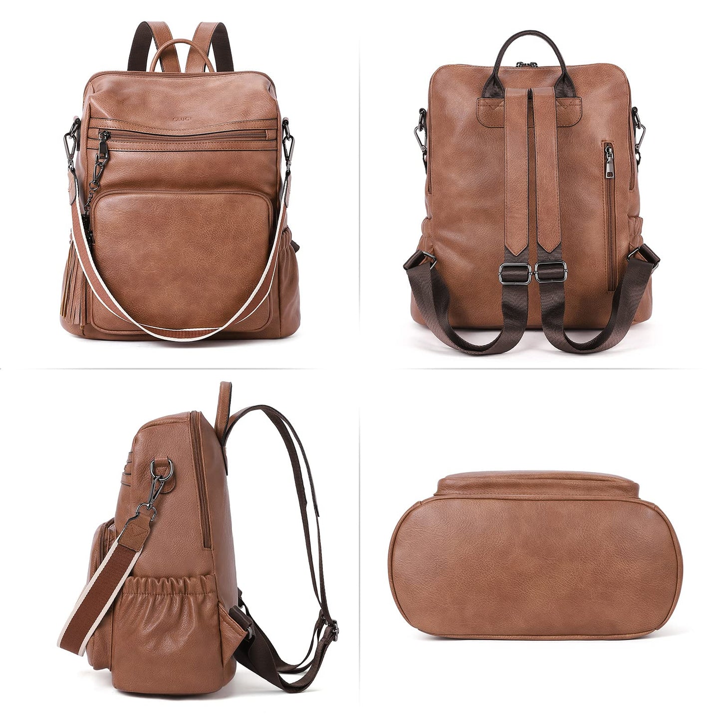 DUO-TONE Luxe Women's Leather Travel Backpack