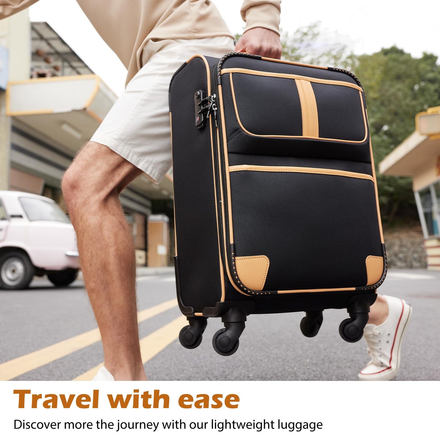 Coolife Expandable 4-Piece Spinner Luggage Set