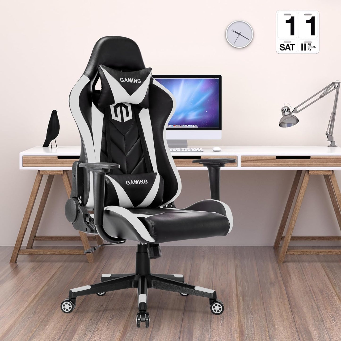 GOTMINSI Ergonomic Racing Desk Chair - White