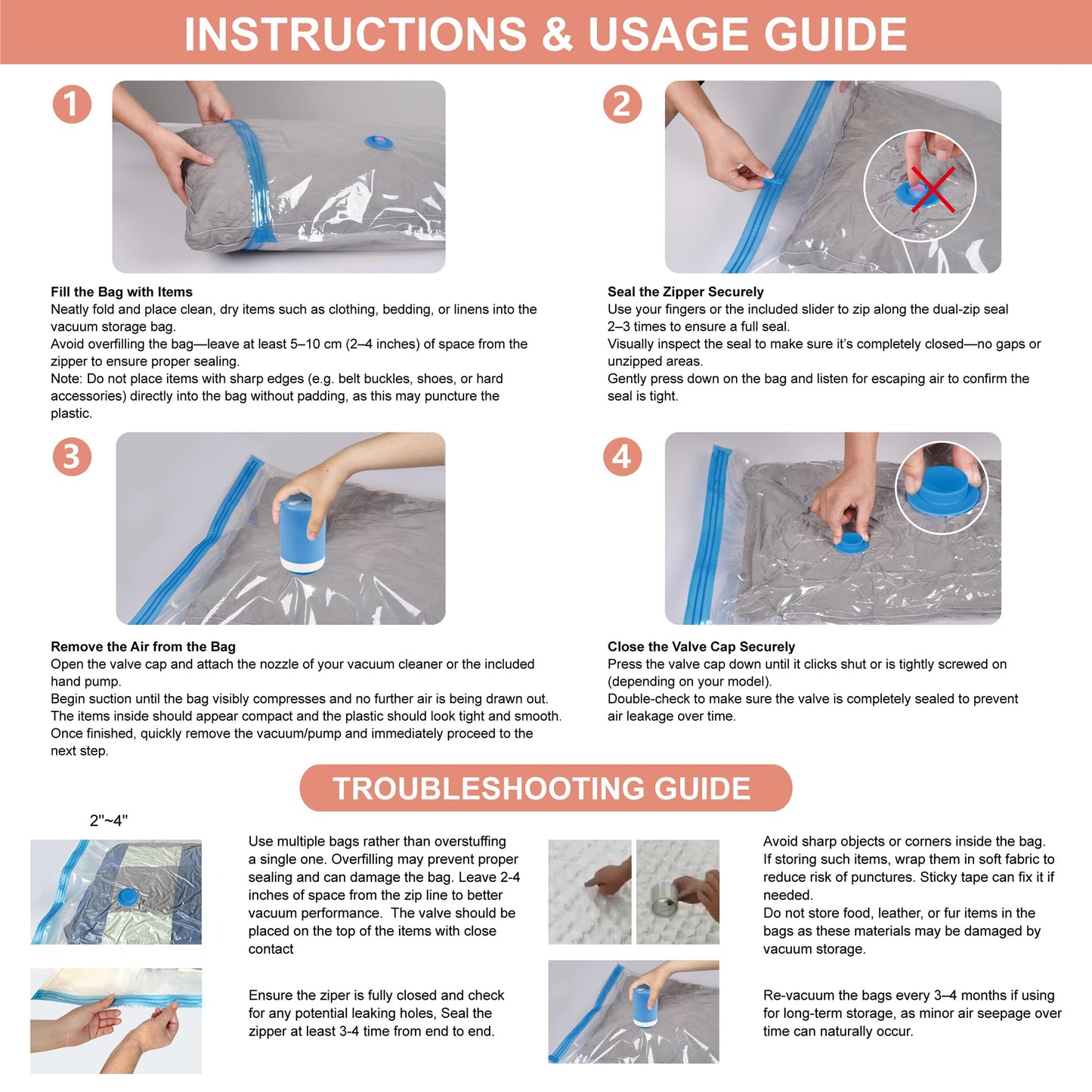 CozyVac Travel Bags with Pump - 6 Pack Space Savers