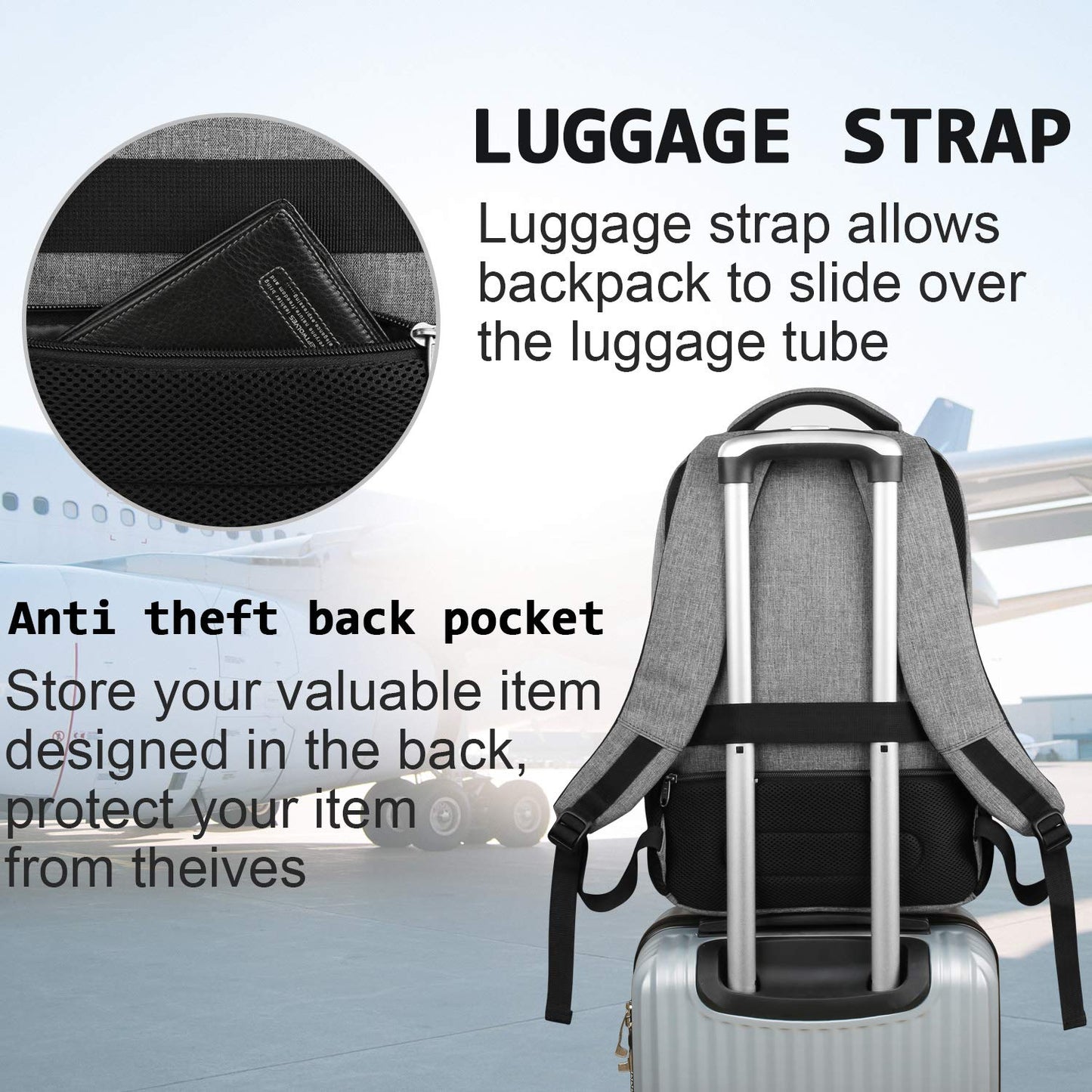 SecureSlim Laptop Backpack with USB & Water Resistance