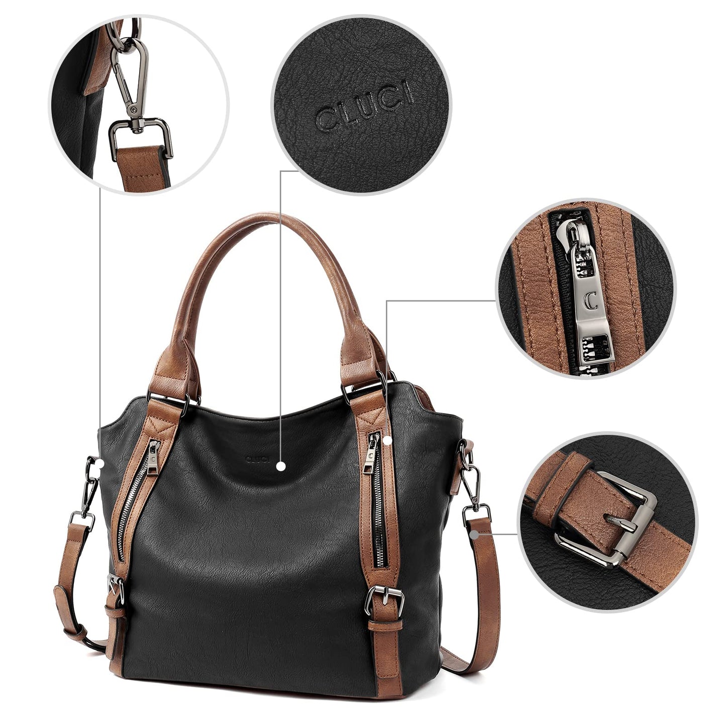 CLUCI Eco Luxe Vegan Leather Tote Bag