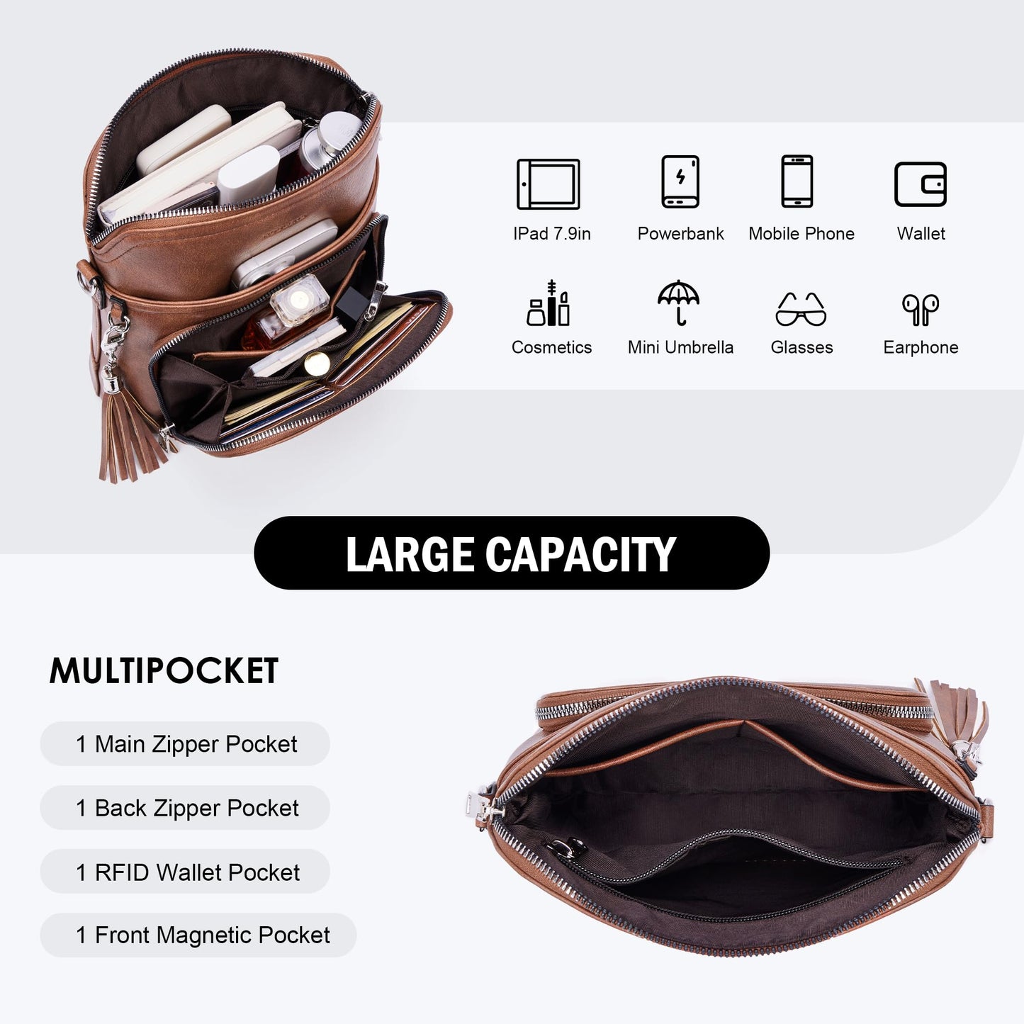 Tassel Charm Crossbody Bag for Women