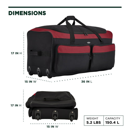 Travelers Club 36" Asgard 3-Wheel Rolling Duffel Bag