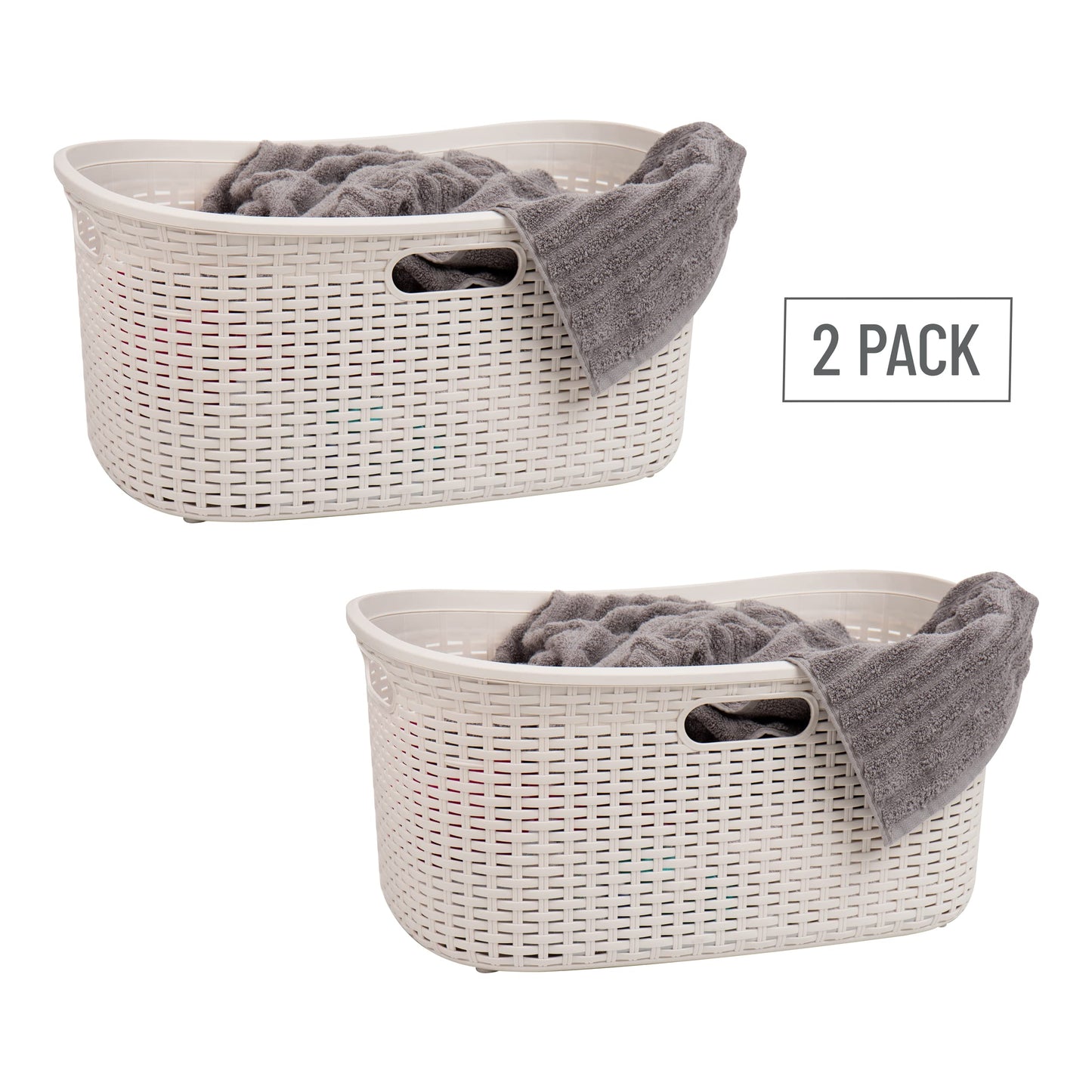 Ivory Wicker Mind Reader 40L Laundry Basket
