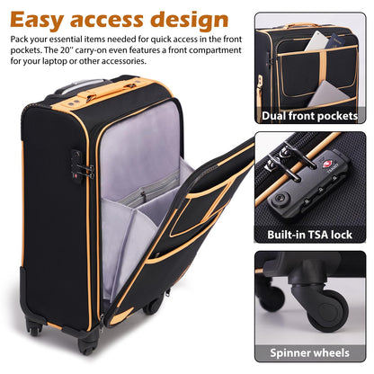 Coolife Expandable 4-Piece Spinner Luggage Set