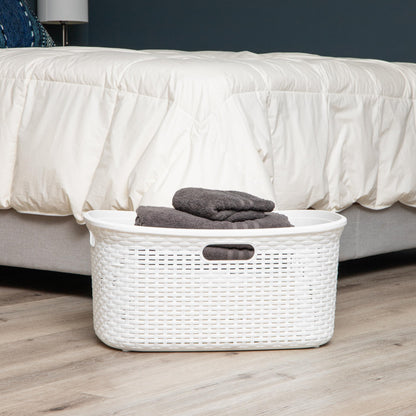 Ivory Wicker Mind Reader 40L Laundry Basket