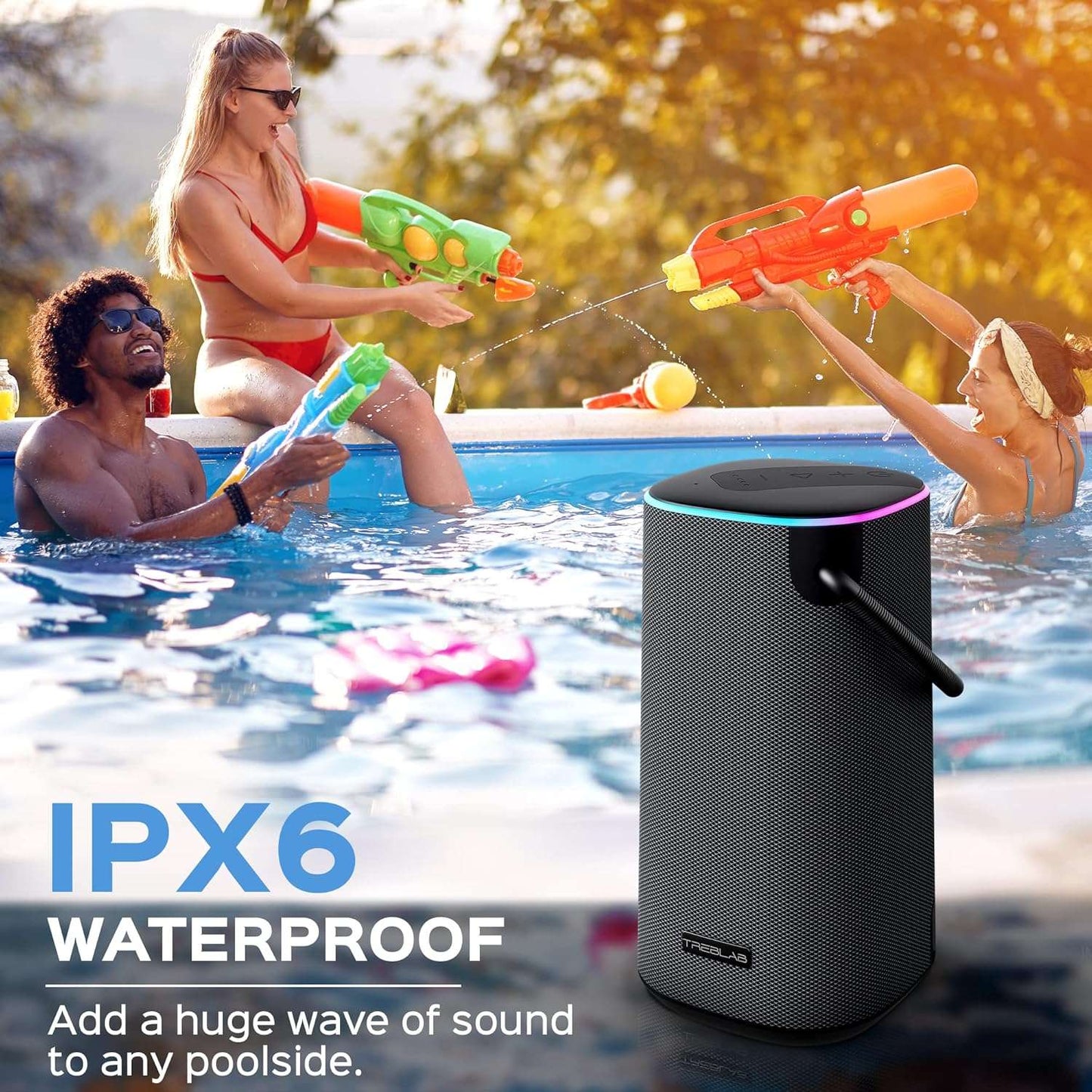 TREBLAB BassBoost Bluetooth Speaker with RGB Glow