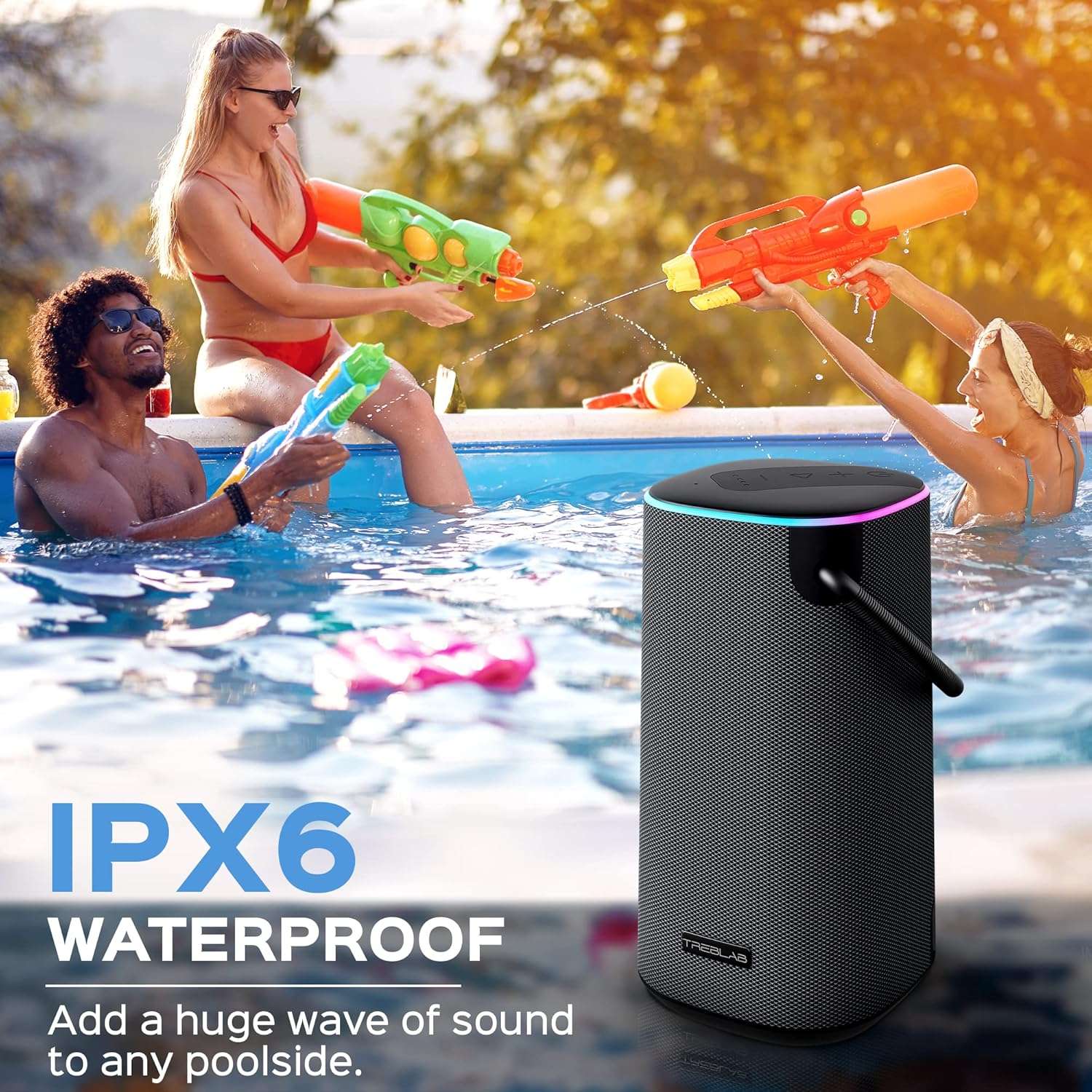 TREBLAB BassBoost Bluetooth Speaker with RGB Glow