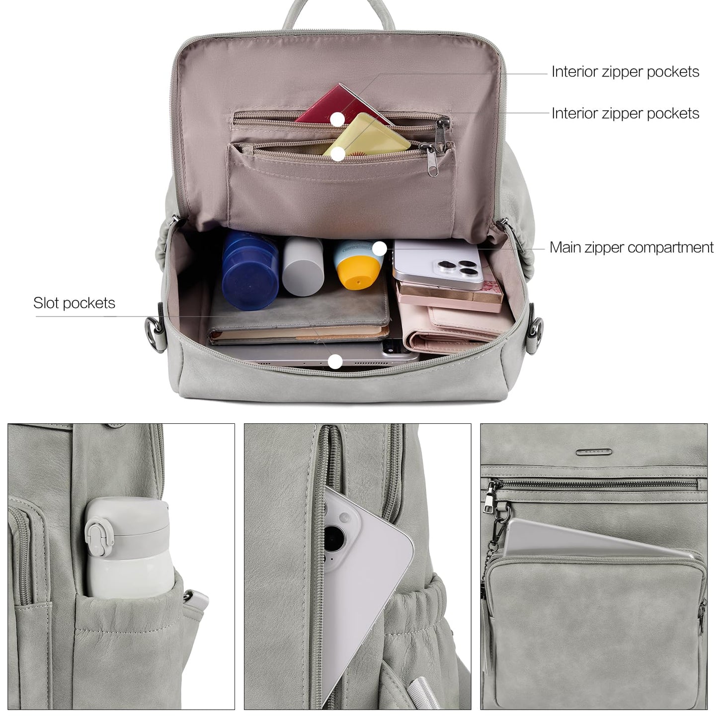 DUO-TONE Luxe Women's Leather Travel Backpack