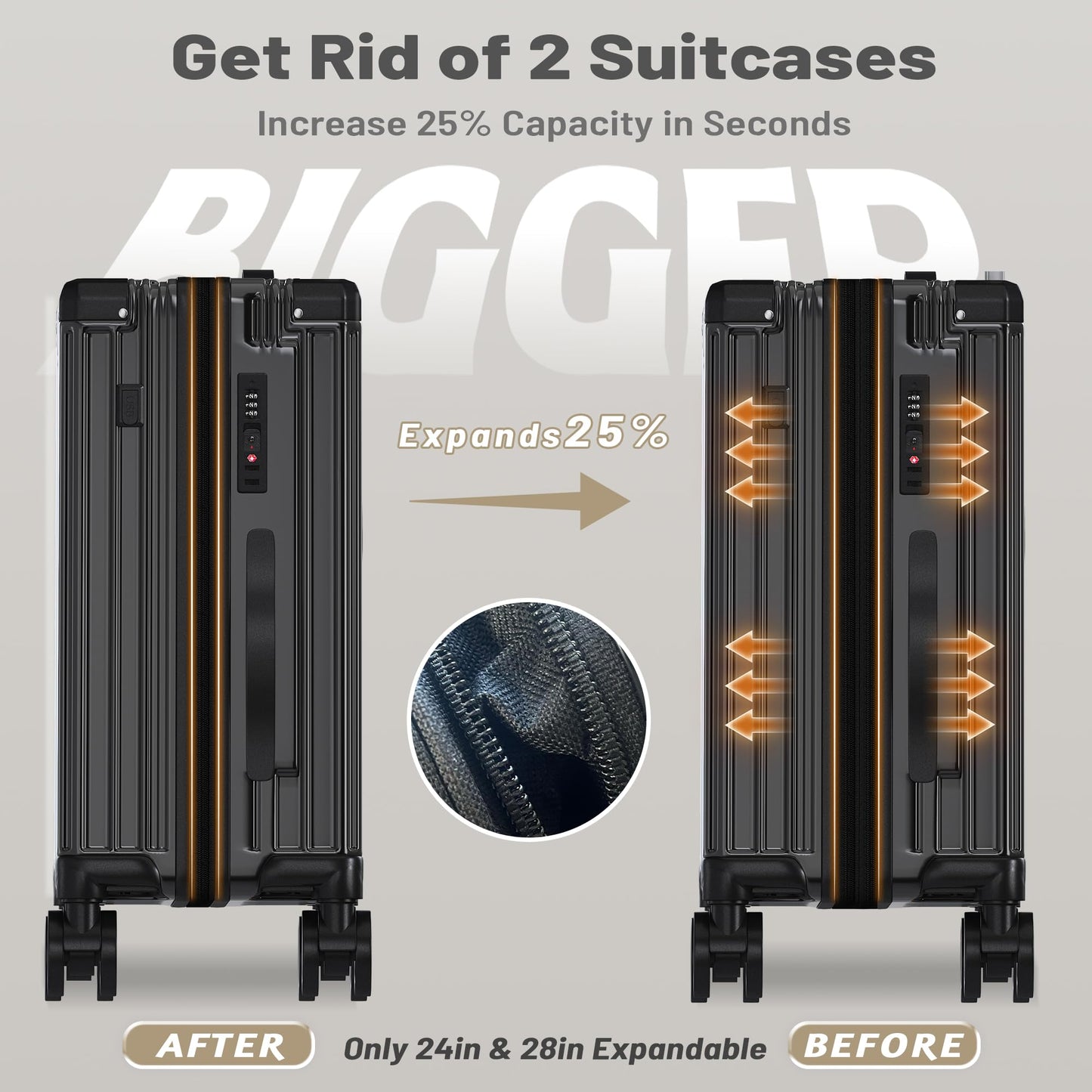 JetGlide 3pc Spinner: Expandable Hardshell Luggage