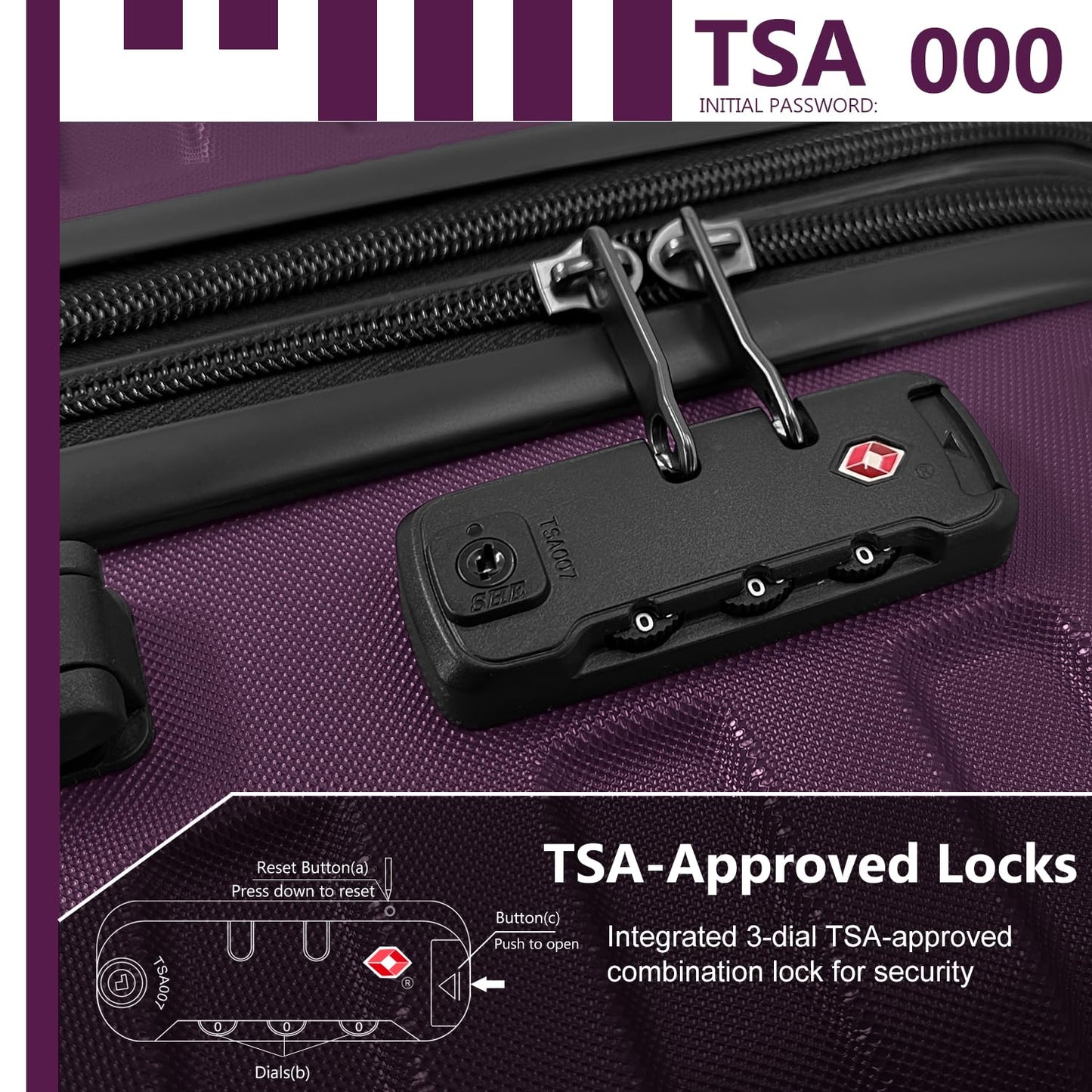 LAVENDER 6pc Hardside Spinner Luggage