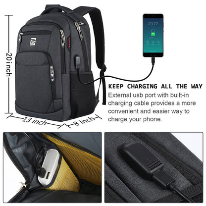 SecureSlim Laptop Backpack with USB & Water Resistance