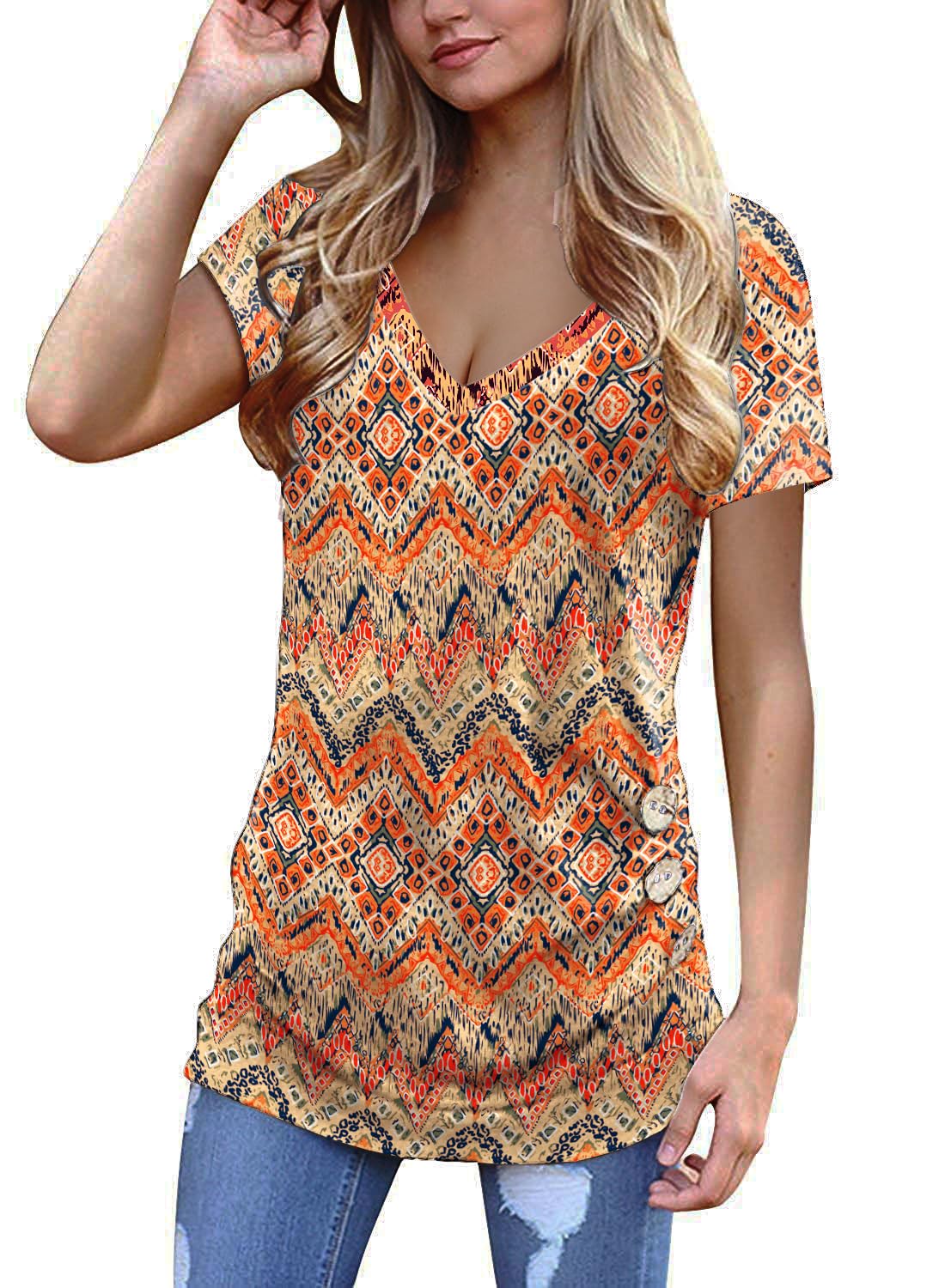 Jescakoo V-Neck Summer Tunic for Women