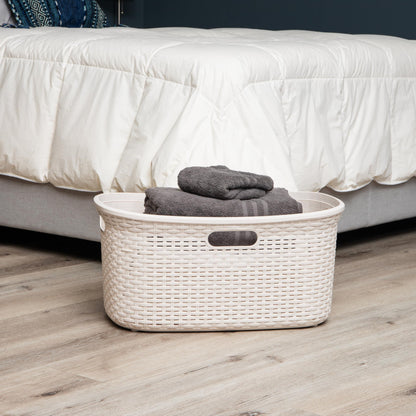Ivory Wicker Mind Reader 40L Laundry Basket