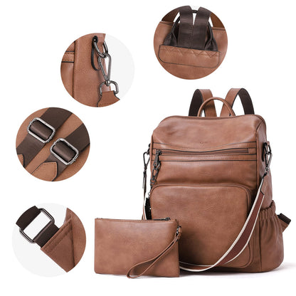 DUO-TONE Luxe Women's Leather Travel Backpack