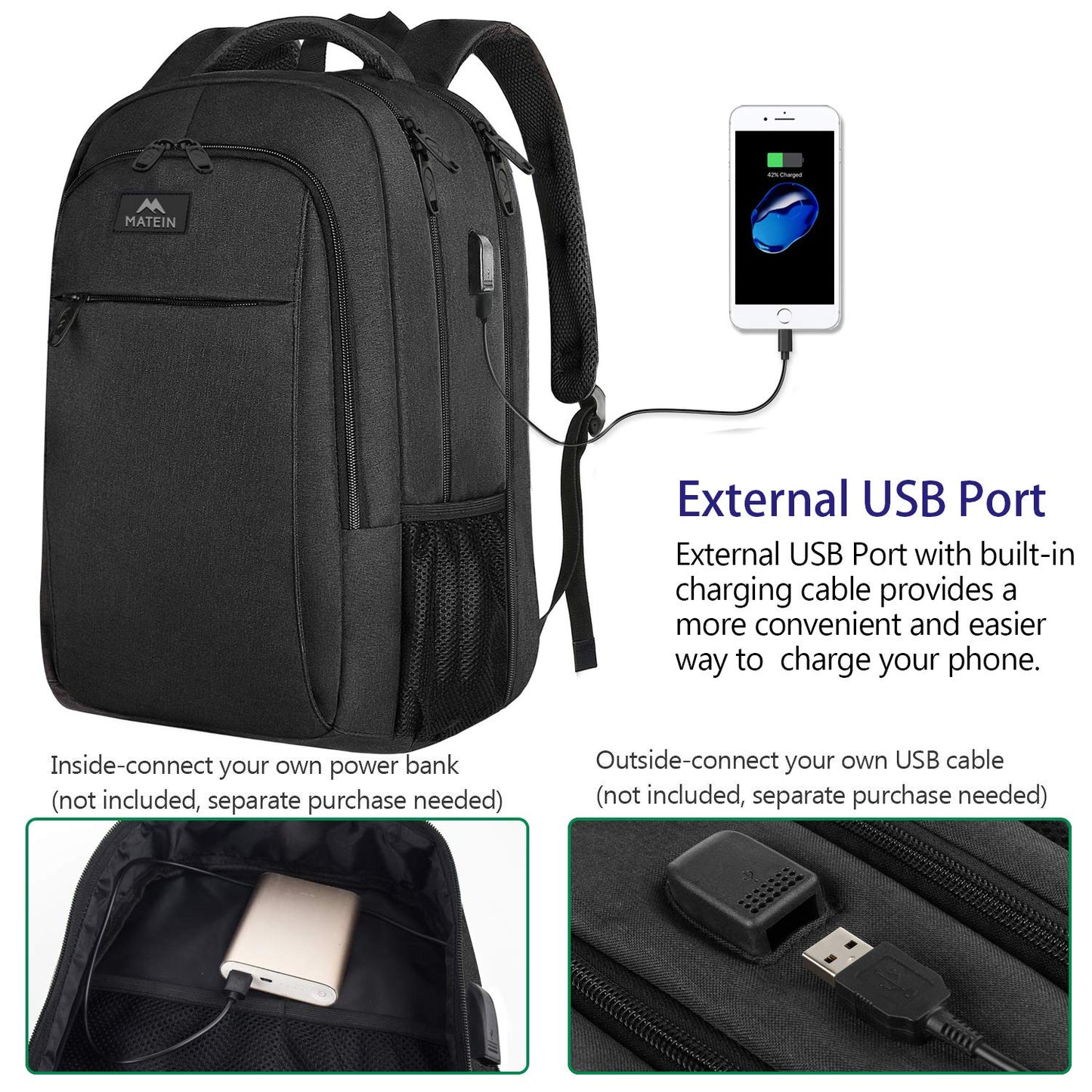 MATEIN SleekGuard Laptop Backpack with USB Port