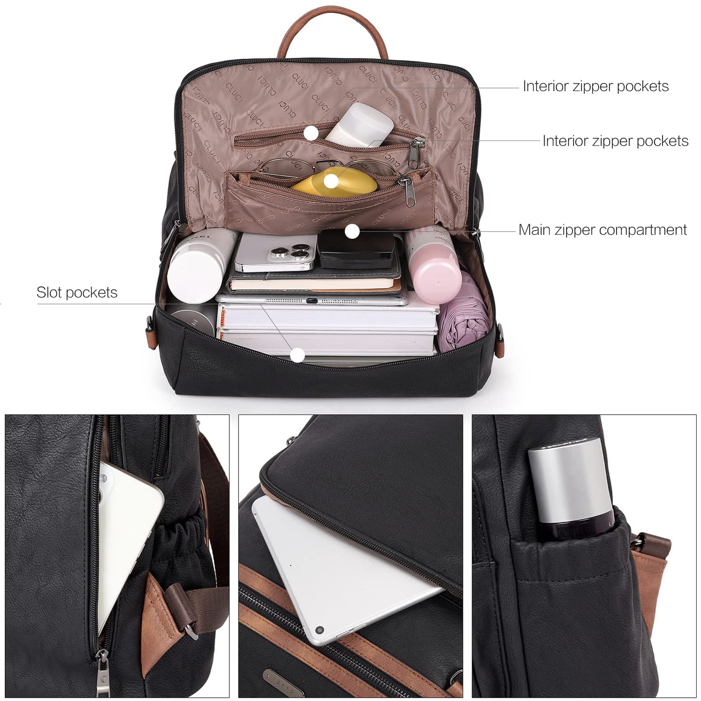 DUO-TONE Luxe Women's Leather Travel Backpack