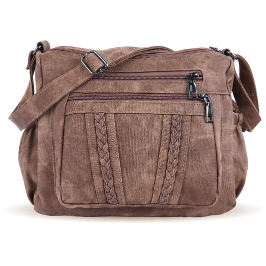 ELDA Chic Crossbody: Soft PU Leather Multi-Pocket Bag