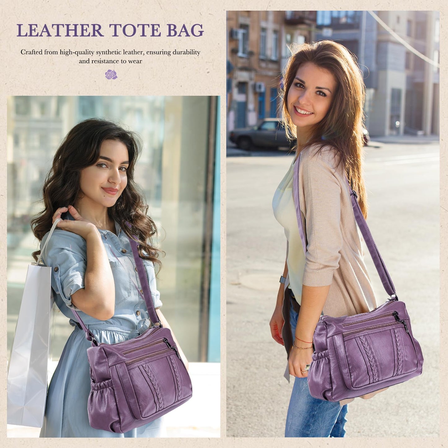 ELDA Chic Crossbody: Soft PU Leather Multi-Pocket Bag