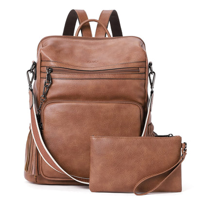 DUO-TONE Luxe Women's Leather Travel Backpack