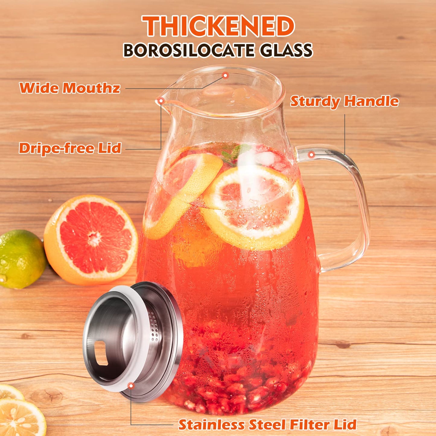 Aofmee Stainless Precision Pitcher - 68oz Borosilicate