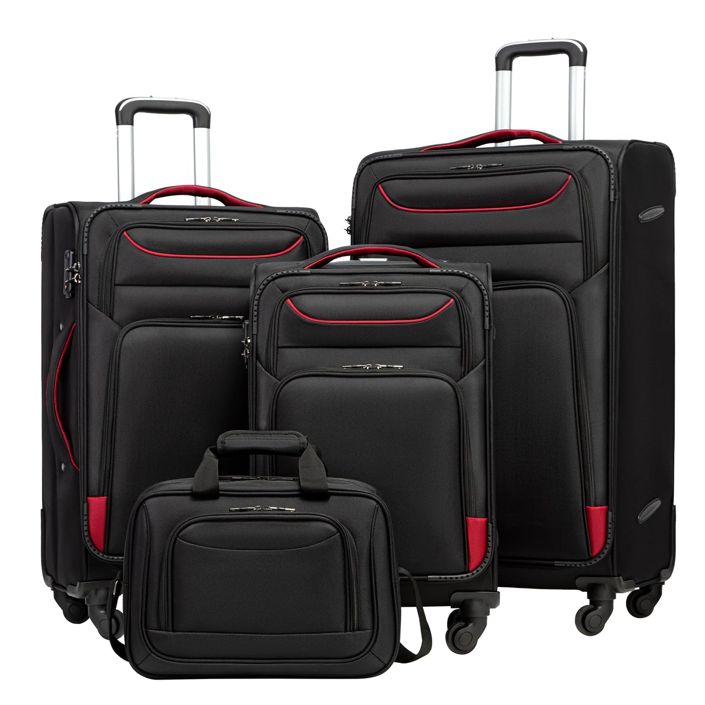 Coolife 4-Piece Softshell Spinner Luggage Set