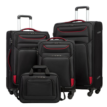 Coolife 4-Piece Softshell Spinner Luggage Set